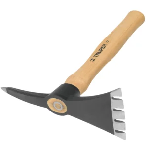 Csákány, kerti, kovácsolt acél, 0,6kg, egyik vége hegyes, fa nyél