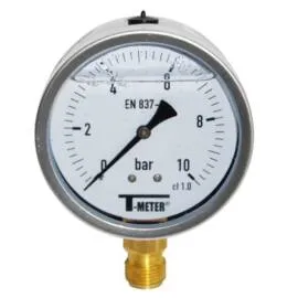 Nyomásmérő óra 1/4″ KM, 0-10 bar SS, glicerines