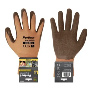 Védőkesztyű 8 PERFECT GRIP BROWN, latex.