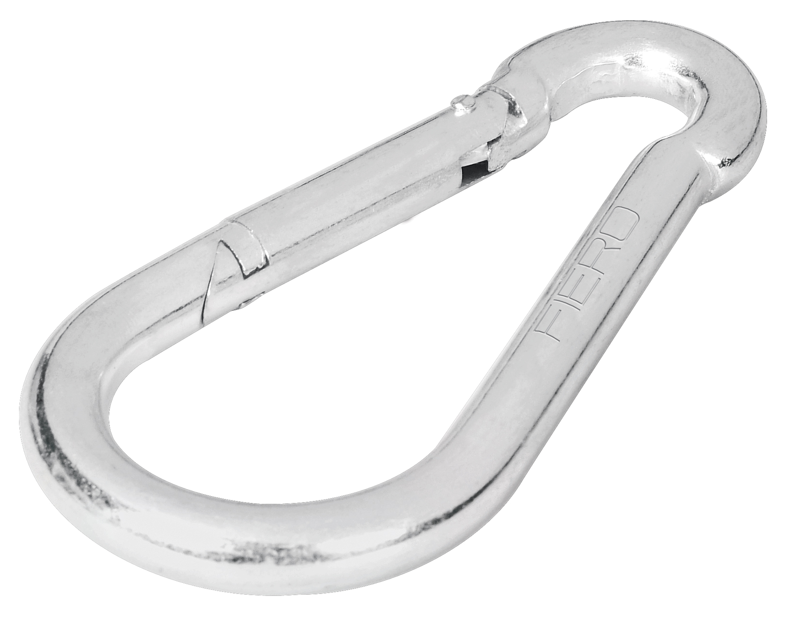Karabiner, cink bevonatú acél, 10 cm hosszú, 349 Kg max. terhelés